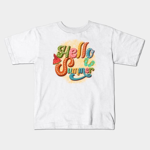 Hello summer Kids T-Shirt by PrintAmor